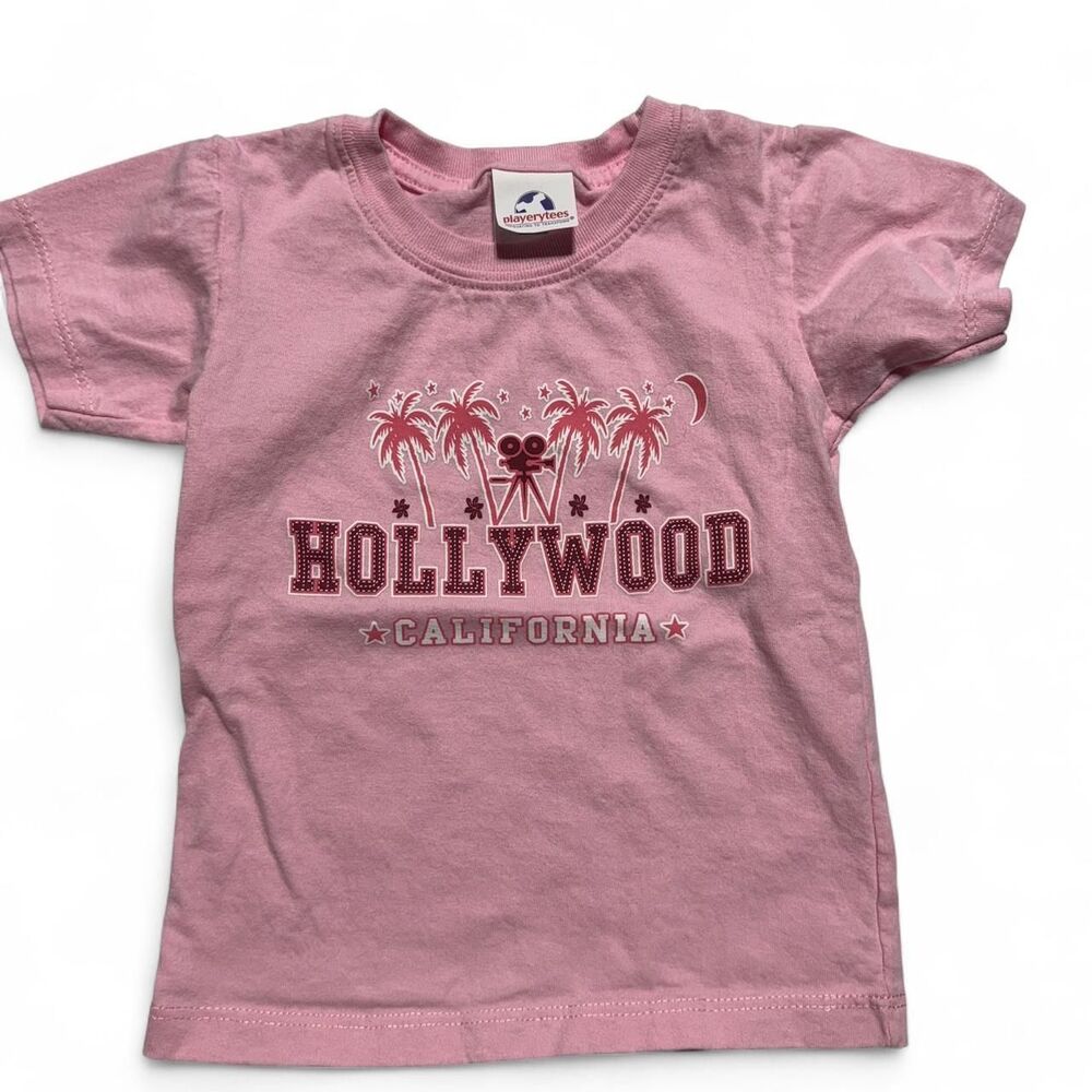 Vintage Playertees Kids Pink Hollywood‎ California Graphic Tee Size XS